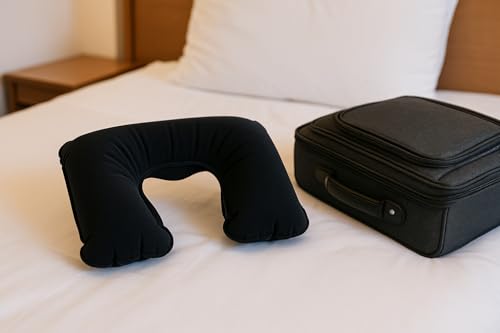 Almohada inflable para viaje negro tamaño único miniatura 6