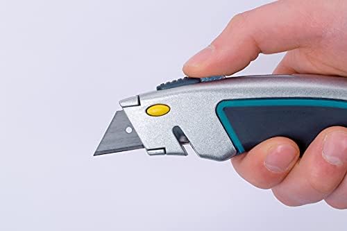 wolfcraft Quick-Change Trapezium Blade Knife with Retractable Blade I 4131000 I Trapezium blade knife for demanding applications