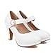 ForeMode Fashion Women High Heels Closed Round Toe Pumps Leather Summer Sweet Shoe（White,6）
