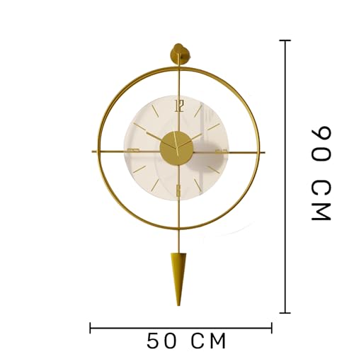 Image of Lavipen Gold Lux Wall Clocks for Living Room, 50cm Large Modern Silent Wall Clock, Gold Clock with No Ticking, Scandinavian Design with Sweep Movement, for Home Decor