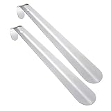 metagio 2 Stück Metall Schuhlöffel, Schuhlöffel Metall Lang 30cm, sehr stabil, Langer Schuhanzieher Edelstahl Shoe Horn, Edelstahl Schuhanzieher für Herren, Damen, Kinder, Senioren(Silber)