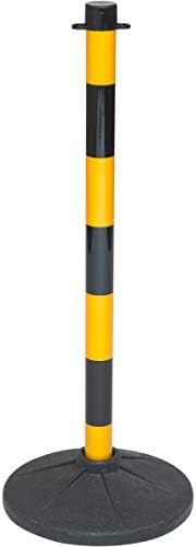 Plastic Chain Posts, Free Standing Chain Link Barrier, Yellow & Black Safety Bollards