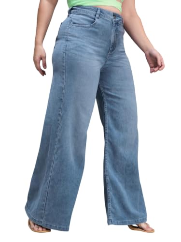 Image of Miss Chase A+ Women's Wide-Leg High Rise Regular-Length Stretchable Denim Jeans