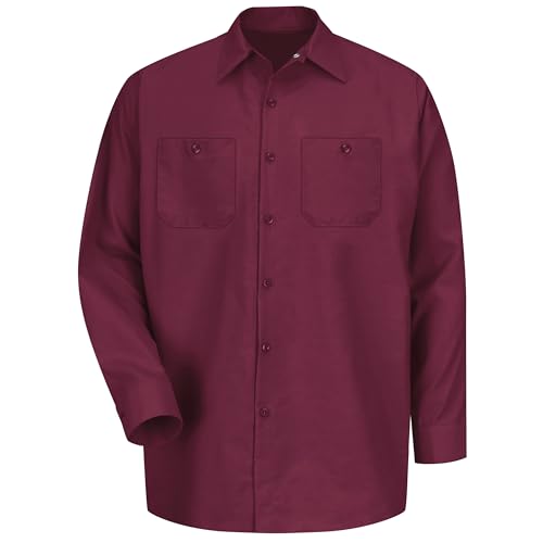 Red Kap mens Industrial Shirt, Regular Fit, Long Sleeve Work Utility Button Down Shirt, Burgundy, Small US