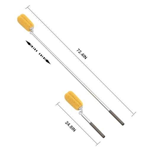 Image of Long Handle Dusters for Cleaning with 2 Replacement Heads, Washable Cleaning Duster Kit with Laundry Mesh Bag, Cobweb Duster, Extendable Dusting Tool for Home and Office