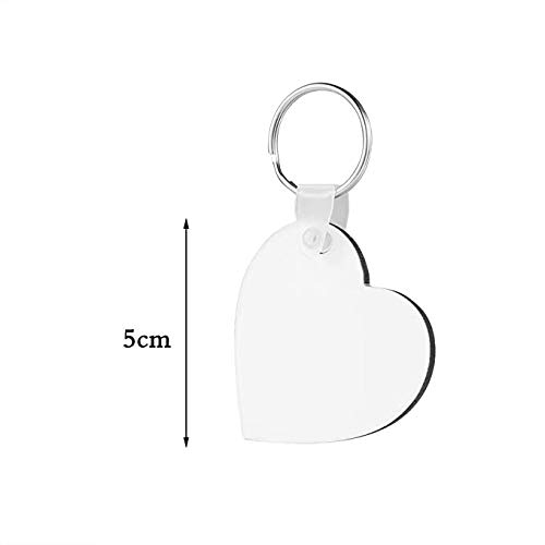 Fbaby 10pcs DIY Sublimation Double-Sided Heat Transfer Keychain Blanks Wooden Hard Board Key Rings White Blank MDF Key Chain for Heat Press (Heart-Shaped) - Thumbnail 2
