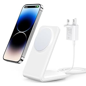 Meifigno Magnetic Wireless Charger, MagSafe Charger Stand for iPhone, Fast Charging with PD 20W USB-C Adapter & Charging Cable for iPhone 15 14 13 12 Pro Max Plus Mini, White