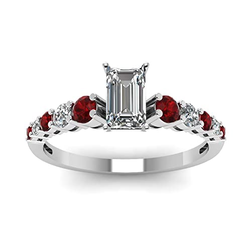 Image of Choose Your Gemstone Graduated Diamond CZ Engagement Ring 925 Sterling Silver Emerald Shape Petite Engagement Rings Lightweight Office Wear Everyday Gift Jewelry US Size 4 to 12