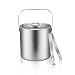 Stainless Steel Ice Bucket by LUCKYGOOBO - Portable Double Wall Ice Bucket with Tong, Hotel Bucket/Champagne Bucket/Beverage Bucket,Serveware for Party,Event,and Camping, Small,1.3 Liters 5.5 x 5.5 IN