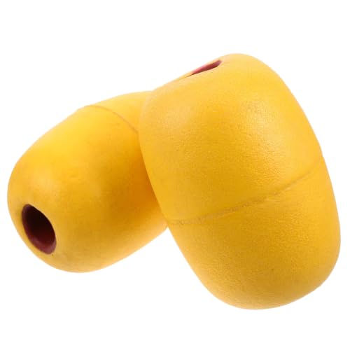 2pcs Yellow PVC Foam Fishing Buoy Marker Float, Oval Shape