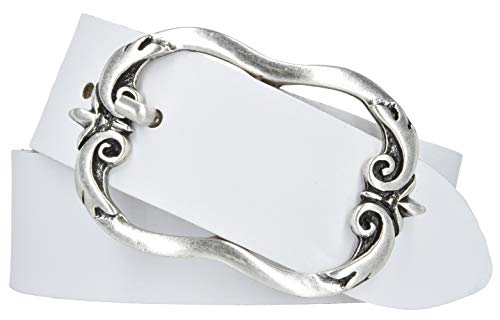 Mytem-Gear Damen Gürtel Leder Belt Ledergürtel Rindleder 40 mm Damengürtel kürzbar (85 cm, Weiss) Cover