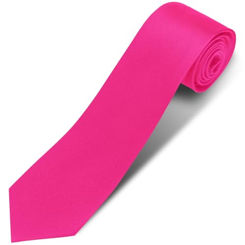 Puistr Mens Ties Solid Pure Color 3.15 (8CM) Necktie Plain Formal Hot Pink Ties For Men