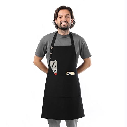 TOSHE Kitchen Apron Waterdrop Resistant Cotton Apron with adjustable Aprons for Women with Pockets 12 Color option Cooking