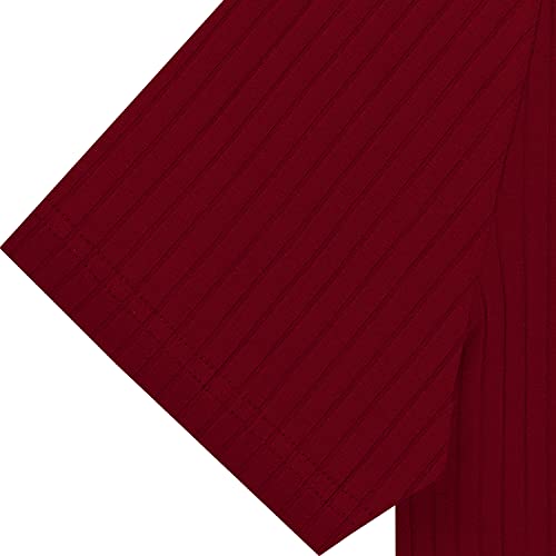 Gnvviwl Men's Muscle V Neck Polo Shirts Slim Fit Short Sleeve Cotton Golf T-Shirts Ribbed Knit Soft Tees Wine Red #TOP3