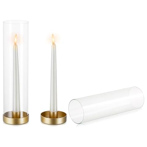 NUPTIO Hurricane Gold Candle Holders, 30cm Tall Cover