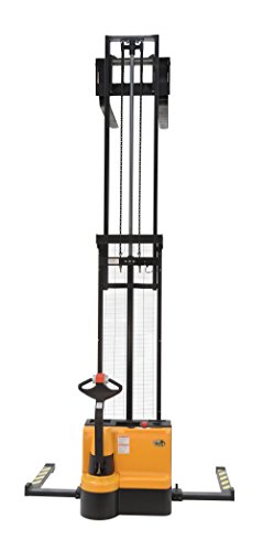 Vestil S-150-AA-DM Steel Adjustable Stacker Double Mast, 2200 lb. Capacity, 69" x 162", Black/Yellow - Thumbnail 4