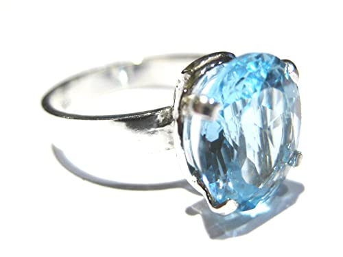 Bague topaze argent 925 bijou femme pierre bleue naturelle