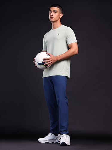 Image of TECHNOSPORT Men's Slim Fit Polyester Activewear Sports T-Shirt with Moisture-Wicking Comfort for Workout, Running & Gym