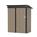Greesum Metal Outdoor Storage Shed 5FT x 3FT, Steel Utility Tool Shed Storage House with Door & Lock, for Backyard Garden Patio Lawn (5' x 3'), Brown