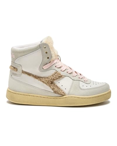 Diadora Heritage Mi Basket Chalet Baskets Femme en Cuir Blanc