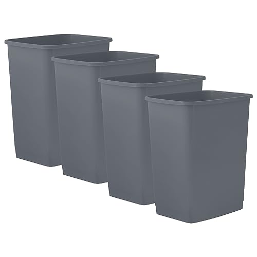 Superio Kitchen Trash Can 9 Gallon Slim Waste Bin 37 Qt Durable Plastic, Fit Small Spaces, Office, Bathroom, Under Counter (4, Dark Grey)