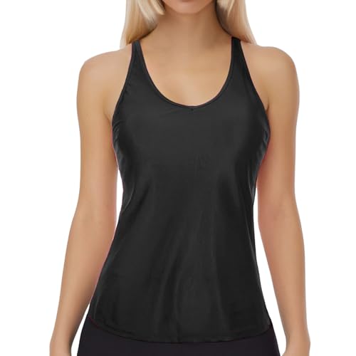 Maillot de bain fendu dissimulant le ventre avec haut tankini à coins carrés WWricotta