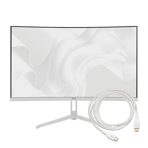Image of Pixio PXC248 Wave White 24 inch 200Hz 1080p 1500R Curve Fast VA 1ms GTG Adaptive Sync Gaming Monitor with White HDMI 2.1 Cable Certified Ultra High Speed 6FT 8K 60Hz 4K 120Hz Nylon Braided