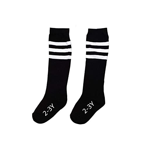 2-3 Years Old Kids Girls Boys Cotton Over Knee High Soccer Sports Team Socks,4 Pairs2