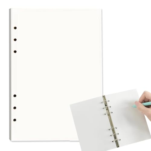 QOWUXHZ 120 Blätter Ringbucheinlagen A5 A5 Nachfüllpapier Blanko A5 Papier Nachfüllbare Refill Paper, 6 Löcher Nachfülleinlagen Loose Notizpapier Für A5 Notizbuch Ringbücher Skizze Einsätze