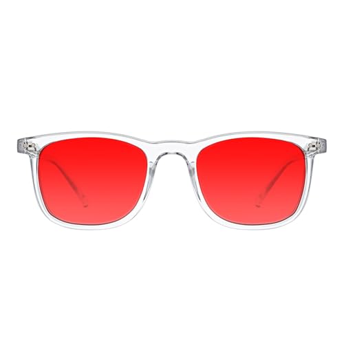 TIJN Sleep Glasses for 99.9% Blue Green Light Blocking Dual AR Coatings Red Lens for Computer Gaming Reduce Eyestrain,Declan
