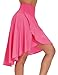 THE GYM PEOPLE Women's High Waist Wrap Ruffle Hem Asymmetric Skort High Low Flowy Midi Skirt with Shorts Bright Pink