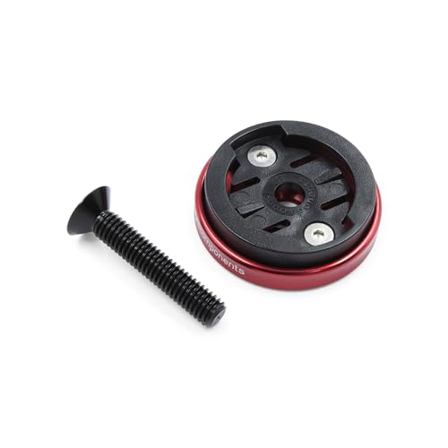 Image of JRC Components Enkei Top Cap Bike Stem Mount | Compatible with Garmin Edge Series Devices | Lightweight CNC 6061-T6 Aluminium Body | Suitable for use with 1 1 /8 inch Headset (Red)