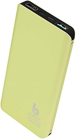 Power Cord real 10000mAh Portable Power Bank QC3.0 Bidirectional quick charge, Ultra thin, Anodized Aluminum shell, with Type-C Micro-USB Support simultaneous input, for Samsung, iPhone-Lemon green
