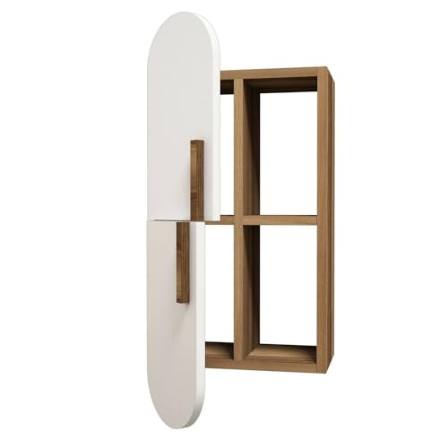Étagère murale haut de gamme Aquilae finition noyer et blanc mat - 7