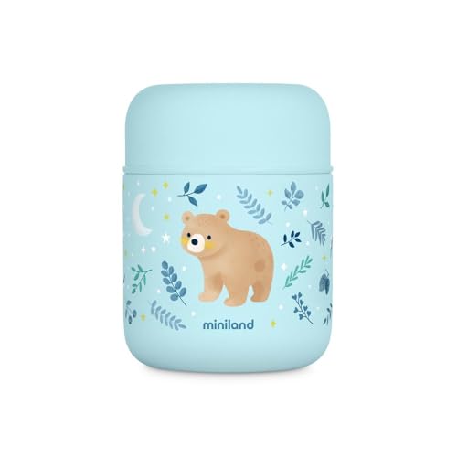 Miniland Termo Bebé para Comidas 280ml de Acero Inoxidable, Cierre Hermético y Aislamiento de Doble Pared, Mantiene Temperatura más de 24h Frío y Calor | Bear
