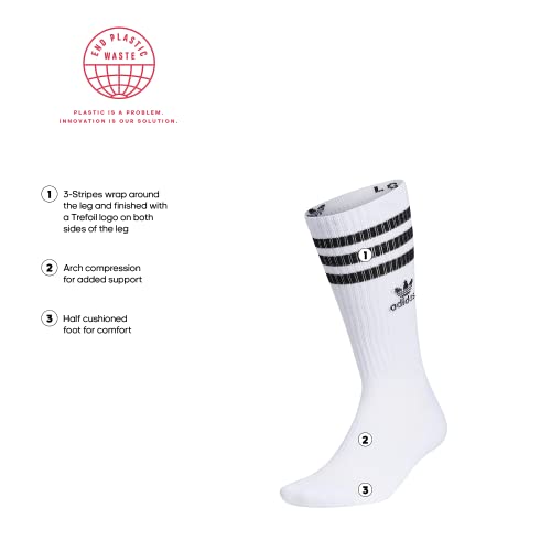 Adidas Originals Roller Crew Socks (1-Pair), White/Black, Large #TOP1