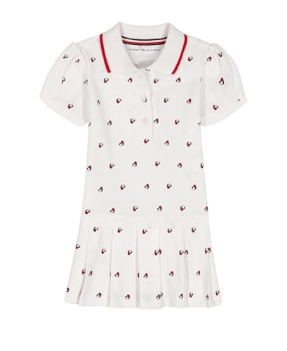 Tommy Hilfiger Girl's Pique Polo Dress, White Heart Flag, 4T