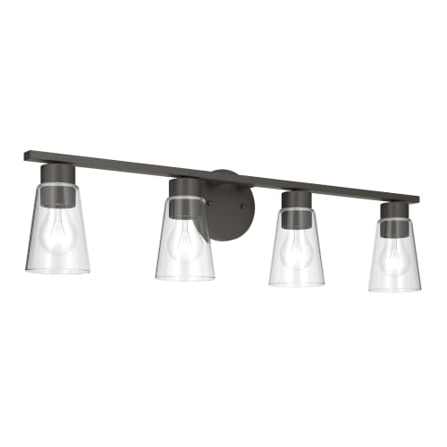 Image of Kichler Stamos 31.25 inch 4-Light Soft Modern Vanity Light with Clear Glass in Olde Bronze, (8.25 inch H x 31.2 5 inch W), 55122OZCLR