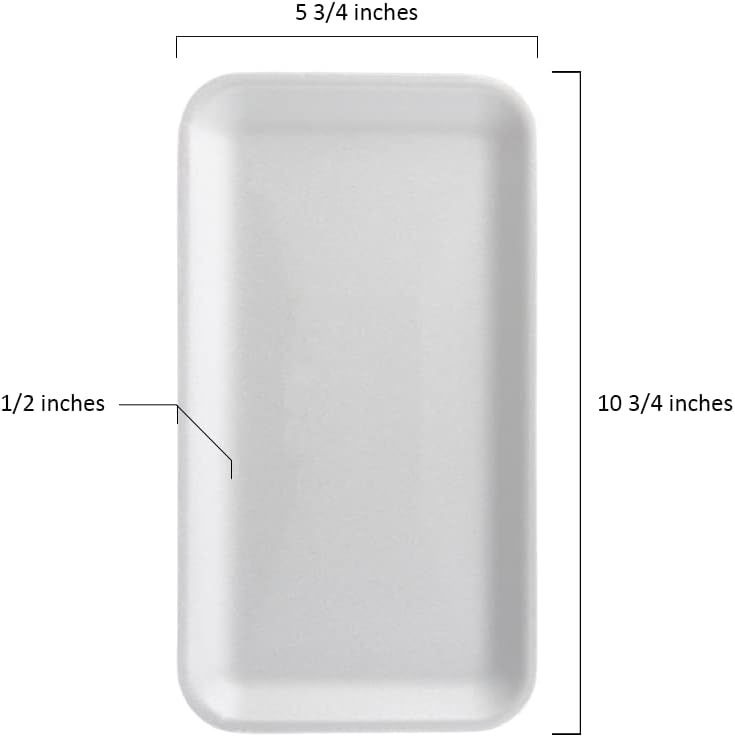 Vista 2 de Bandejas de carne de espuma blanca con almohadillas, bandejas desechables estándar de supermercado para carne y aves de corral (paquete de 50)