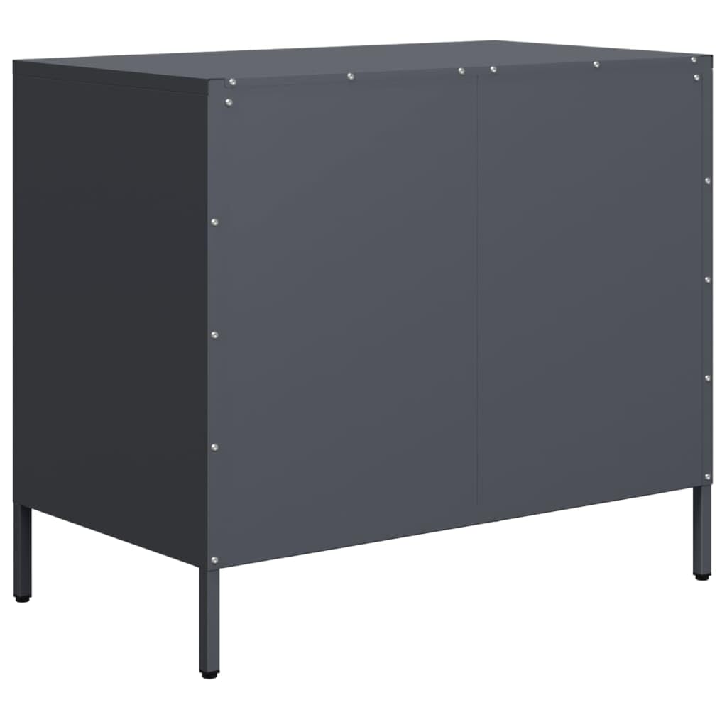 Acero laminado en frío con cajones estilo clásico Antracita 68x39x58 5 cm | Aparador 3 cajones antracita acero laminado en frío 68x39x58,5 cm mueble almacenaje para salón dormitorio oficina con sistema
