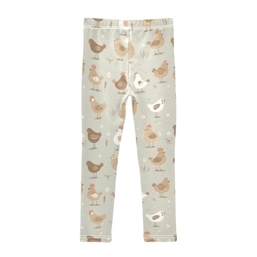 Animal Chicken Cartoon Pattern Girls Leggings Ultra Soft Compression Yoga Gym Pants for Kids 4-10T2