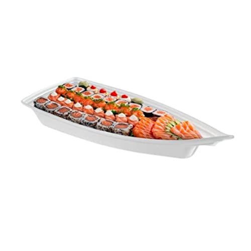 Barca Barco para Açaí Sushi Sashimi Sorvete Prato Bandeja 42 Cor:Branco