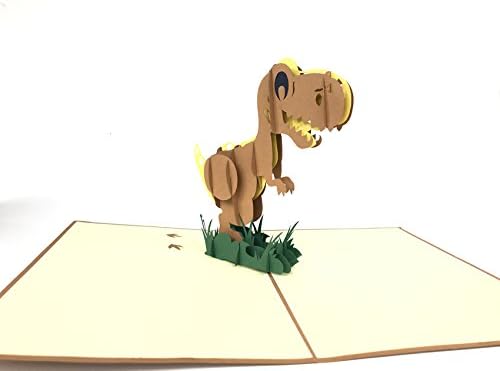 Tyranozaur Rex T-Rex dinozaur Birthday Card nameday Card Greetings Card Happy Birthday 3D pop-up Greeting Card, Kirigami Paper Craft