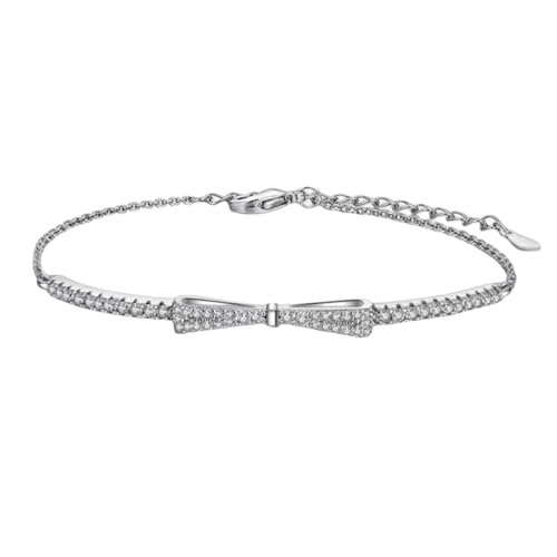 Joyería de boda para mujer, pulsera chapada en circonita cúbica, ajustable, elegante, para mujer, aretes de lazo con cuentas, talla única, Zinc, No es una piedra preciosa