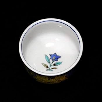 Amazon.co.jp: 吉田美統 人間国宝 九谷焼 ぐい呑み 釉裏金彩桔梗文 紫