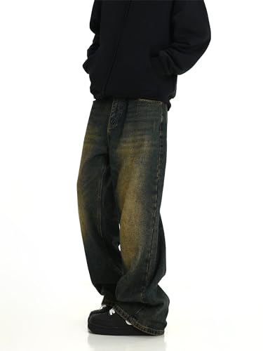 Men's Baggy Vintage Jeans Hip Hop Loose Fit Denim Pants 90s Classic Comfort Dance Skateboard Jean3