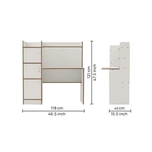 Image of Amazon Brand - Solimo Phoenix Engineered Wood Study Table with Storage (White, 3-Door)