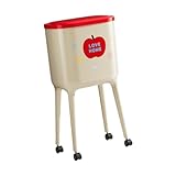 Gralara Mülltonne mit Druckdeckel Inneneimer Und 16L Kapazität Aus PP mit Rollen Funktionaler Papierkorb für Die Mülltrennung für Gesellschaftsraum Arbeitszim, Weiß Rot