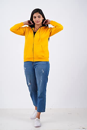 Image of KYDA KIDS Women's Cotton Hooded Hoodies with Zip - Fleece Material Full Sleeves Sweatshirt with Fur Cap, Hooded Neck Long Sleeve Winter Wear for Women - Regular Fit