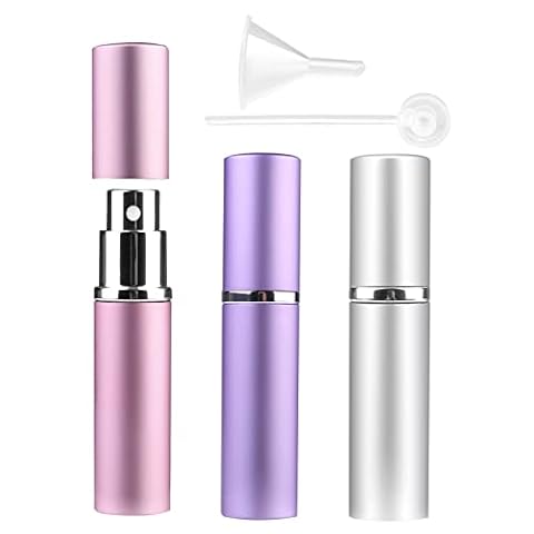 Zingso podróżne butelki z rozpylaczem do perfum, 3 szt., 6 ml, minibutelki z rozpylaczem, do wielokrotnego napełniania, perfumy po goleniu, puste butelki podróżne z lejkiem, 6ml